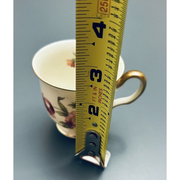 Vintage Demitasse Cup Continental Ivory Germany Pink Roses Gold Trim Off-white - Picture 9 of 10